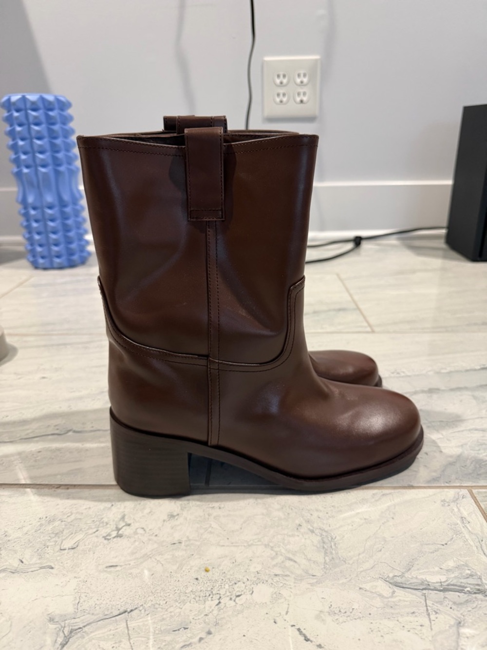 Classic Brown Leather Mid-Calf Boots